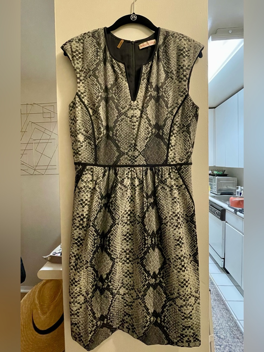 Rebecca Taylor Gray and Black Snake-Print Dress